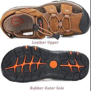 RUMDAX MEN'S LEATHER OUTDOOR CLOSED TOE SPORT SANDALS SIZE EU48-US 14 NWT